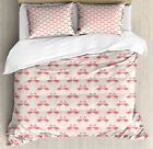 Flamingo Duvet Cover Set with Pillow Shams Retro Dots Tropic Bird Print
