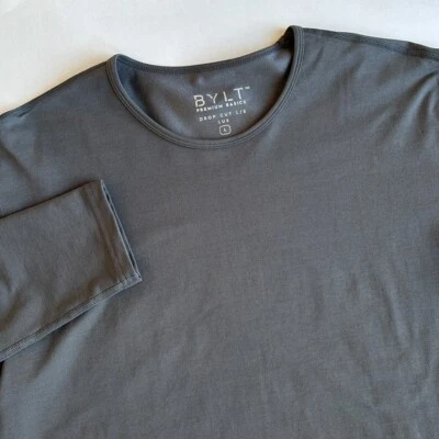 BYLT Drop Cut L/S Lux Gray Long Sleeve Shirt Gym Stretch Men's Size Large NWOT - Image 1 of 4