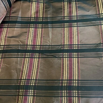 Nice Shades Of Brown With Gold & Burgundy Stripes 7/8 Yard x 60” - Image 1 of 2