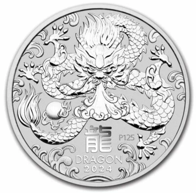 2024 Australian Lunar Series III Year of the Dragon BU- 1 oz .9999 Silver coin - Image 1 of 3