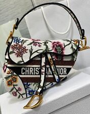 Christian Dior White Multicolor Dior Petites Fleurs Embroidery Saddle Bag, Neq