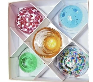 Aderia Tsugaru Vidro sake cup 5 mini glass gift set Handmaid from Japan with box - Picture 1 of 11