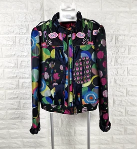 Desigual Embroidered Circle Multicolor Bomber Jacket Size 40 - Picture 1 of 11