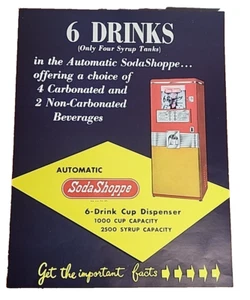 1950's Soda Shoppe 6 Soft Drink Cup Automatic Dispenser Dealer Flyer JRRA1 - Picture 1 of 4
