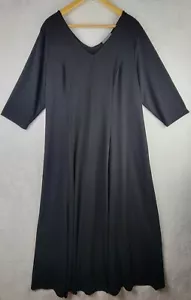 Jessica London Maxi Dress 3/4 Sleeves V Neck Pullover Black Size 22 Minimalist - Picture 1 of 11