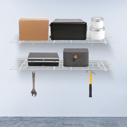 2 Packs Heavy Duty Garage Storage Rack Mesh Surface With 4 Hooks Wall ...