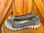 Skechers Memory Foam lace slip on comfort flats shoes gray womens 6