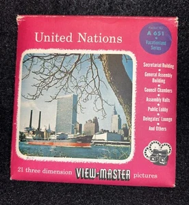 VIEW-MASTER #A-651 UNITED NATIONS 3-REEL PACKET WITH BOOKLET X - Picture 1 of 19