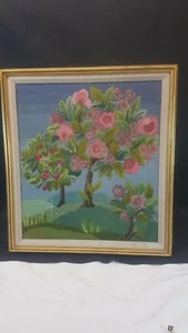 'Campos de árboles en flor' Completo Punta de aguja enmarcada y esmaltada 21" x 23,5" - Imagen 1 de 12
