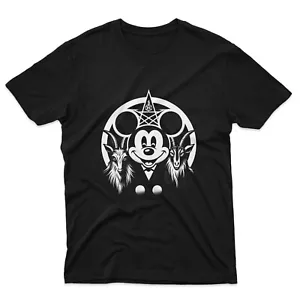 Retro Weird Rat Satanic Goat Mickey Mouse Funny Meme Vintage T-Shirt - Picture 1 of 3