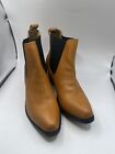 Women's Soles Tan Western Style Size 8 Heeled Ankle Boot Block Heel Pull On