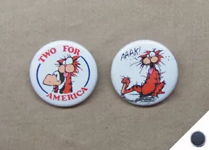 Bill n Opus 'Two for America' & Bill The Cat 1.25" Magnets Bloom County Vote - Picture 1 of 4