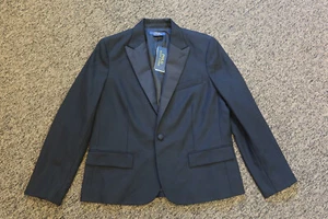 New Polo Ralph Lauren Women's Wool Tuxedo Jacket - Size 12 - Black - Picture 1 of 8
