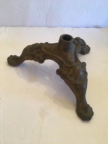 Antique Ornate cast iron Brass colored Stand Base 3 Legs Cover