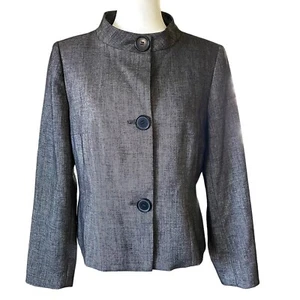 Anne Klein Women’s Short Jacket Suit Coat Black Stretch Shimmer Size 12 Petite - Picture 1 of 9