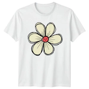 Happy Flower Floral Graphic Tee Mens Womens Unisex Nature Top - Picture 1 of 10