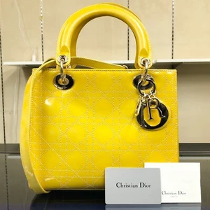 Auth Christian Dior Cannage Lady Dior Handbag 2way Shoulder Bag Mini Tote Bag - Picture 1 of 24