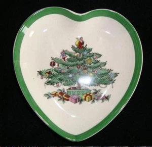 SPODE Christmas Tree Heart Trinket Candy Nut Dish 4" Mini Authentic - Picture 1 of 3