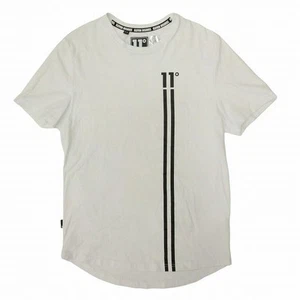Authentic 11 Degrees Stripe Logo Tee Short Sleeve Cotton Top Size S White 20SS - Picture 1 of 6