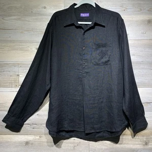 Ralph Lauren Purple Label Ryland Black Linen Popover Tunic Shirt Mens Large - Picture 1 of 10