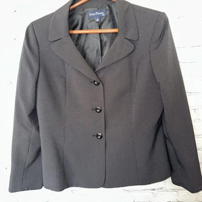 Evan Picone Suit Women’s Blazer Pin Striped Size 14 Fully Lined - Image 1 of 4