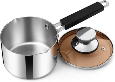 1 Quart Sauce Pan with Lid, Stainless Steel Tri-Ply All Clad Small Cooking Pot w - Image 1 of 4
