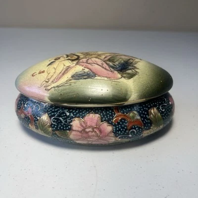 VTG Satsuma Japan Trinket Box Oval Cellestial Collection Floral Design #398 - Image 1 of 4