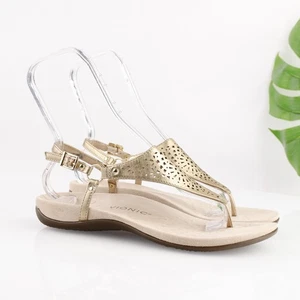 Vionic Women Rest Kirra Sandal Size 10 Gold Leather Thong Slingback Arch Support - Picture 1 of 17