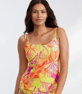 Costume da bagno Tankini Top Collo Alto $94 Sunsets Taglia 16 Palace Garden Harlow Giallo - Foto 1 di 12