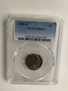 1936-D PCGS MS63 BUFFALO NICKEL - Picture 1 of 2