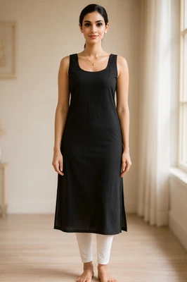 Хлопок женщин полнометражный скольжения длинный камзол под губы чистый платье внутренний S-3XL - Изображение 1 из 2