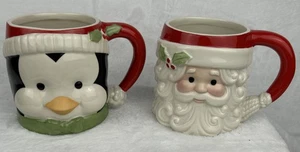 Lenox Hosting the Holidays Figur Weihnachtsmann & Pinguin Tassen 16 Unzen NEU - Bild 1 von 17