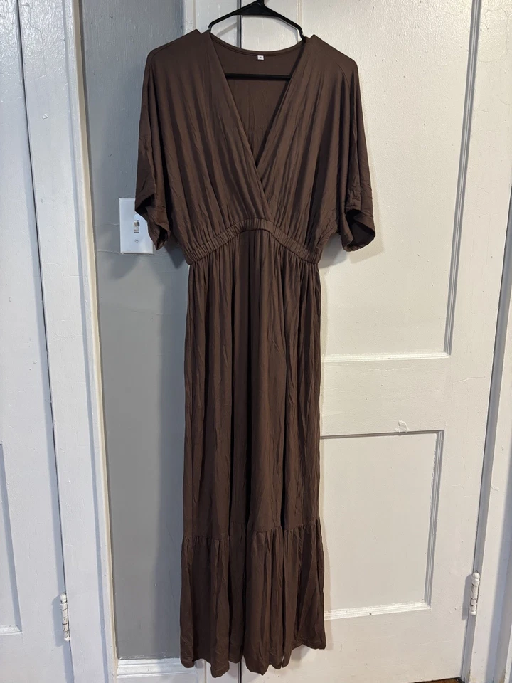  Dress Sz S Womens Ruffle Maxi Dusty Brown  - Image 1 of 1