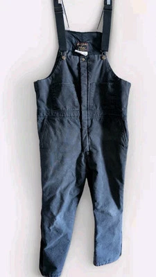XL-R WALLS ZERO ZONE BLACK DENIM INSULATED BIBS OVERALLS COVERALLS  Waist 42/44 - Image 1 of 4