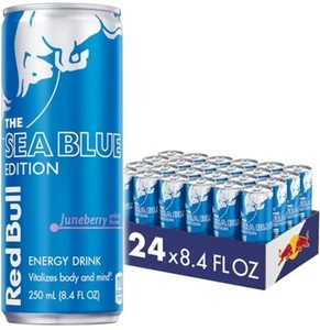 Red Bull Sea Blue Edition Energy Drink, Juneberry, 8.4 Fl Oz, Pack of 24 Cans - Picture 1 of 1