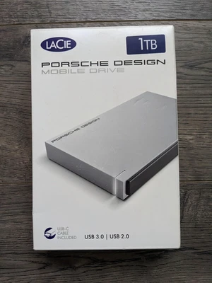 LaCie Porsche Design Mobile Drive 1TB USB-3.0 USB-2.0 External Hard Drive-SEALED - Image 1 of 4