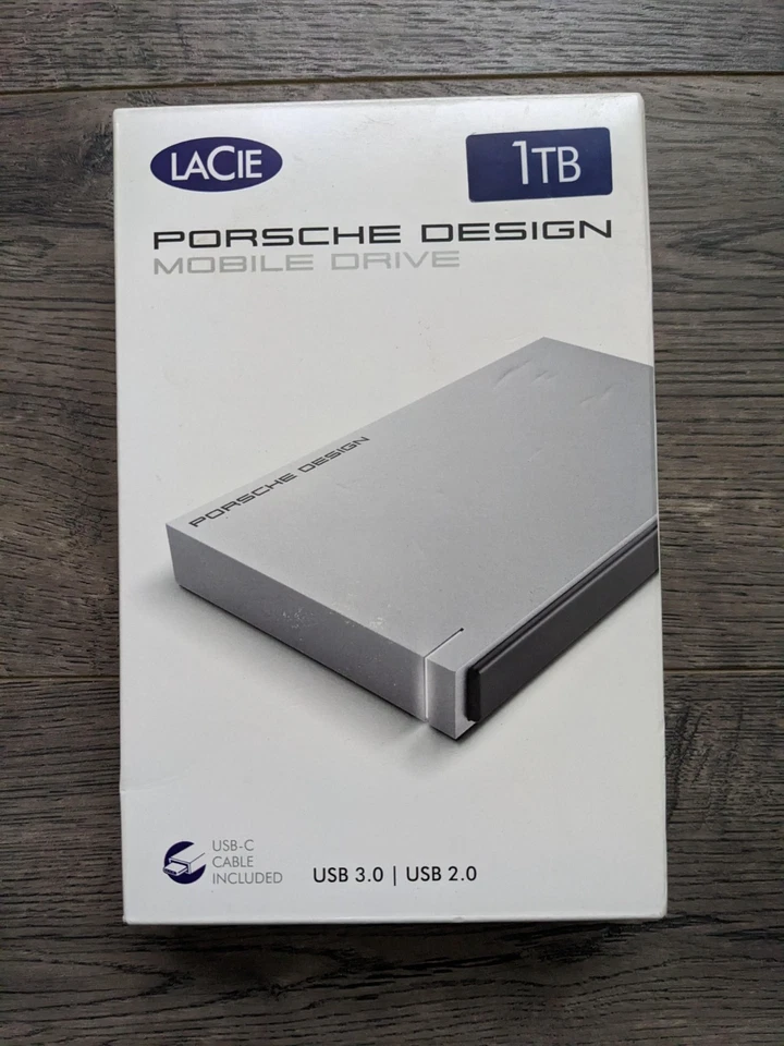 LaCie Porsche Design Mobile Drive 1TB USB-3.0 USB-2.0 External Hard Drive-SEALED - Image 1 of 4