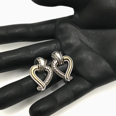 Pendientes Brighton colgantes corazón abierto perforado placa de oro y plata occidental Foto 1 de 4