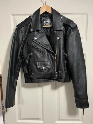 Women’s Leather Biker Jacket, Size Small, Thick Leather Schott Perfecto Style - Image 1 of 4