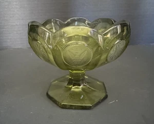 Vtg Fostoria Coin Glass Footed Sherbet Bowl Eagle Green Compote Candy Dish - Picture 1 of 4