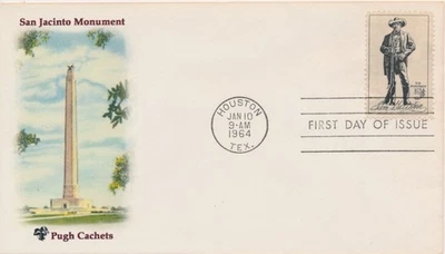 #1242 Sam Houston Pugh Add on cachet First Day cover with enclosure - Image 1 of 2