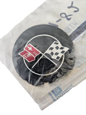 69-84 Corvette Aluminum Valve Cover Cross Flag Emblem NOS GM #3946860 - Image 1 of 2