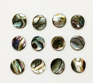 12 VINTAGE GENUINE ABALONE MOTHER OF PEARL PAUA SHELL 9mm. ROUND CABOCHONS 1246 - Picture 1 of 4