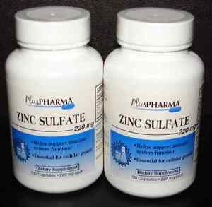 PlusPharma Zinc Sulfate 220mg 100ct Capsules, 2 Pack -Expiration Date 12-2023-