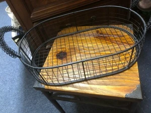 Rustic Cottage 14"x4" Wire Basket with Handles - Picture 1 of 3