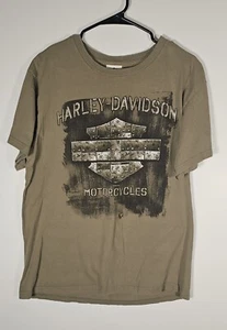 Harley Davidson Herren T-Shirt L grün ab 2016 Print vorne und hinten 100% Baumwolle - Bild 1 von 5