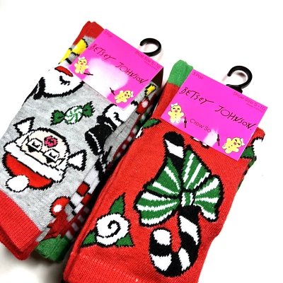 NUEVO CON ETIQUETAS BETSEY JOHNSON Calcetines de Navidad Juego de 6 Pares de Regalo Bastón de Caramelo de Santa Rayas Foto 1 de 4