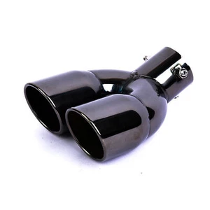 76mm/63mm Car Black Stainless Steel Dual Exhaust Tip Muffler Tail Pipe Universal - Picture 1 of 13