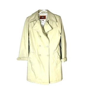 Vintage Marc Mattis Belted-Waist Faux-Leather Trench Coat EUC Size L - Picture 1 of 12