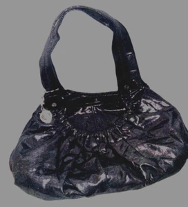 Elle black metallic handbag with keychain - Picture 1 of 2